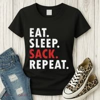Eat Sleep Sack Repeat Football Player Defense Women's T-Shirt thumb 3