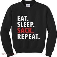 Eat Sleep Sack Repeat Football Player Defense Kids Sweatshirt thumb 0