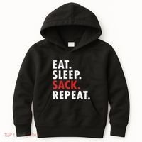Eat Sleep Sack Repeat Football Player Defense Kids Hoodie thumb 0
