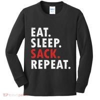Eat Sleep Sack Repeat Football Player Defense Kids Long Sleeve Shirt thumb 0