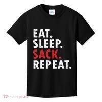 Eat Sleep Sack Repeat Football Player Defense Kids T-Shirt thumb 0