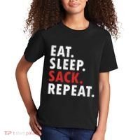Eat Sleep Sack Repeat Football Player Defense Kids T-Shirt thumb 2