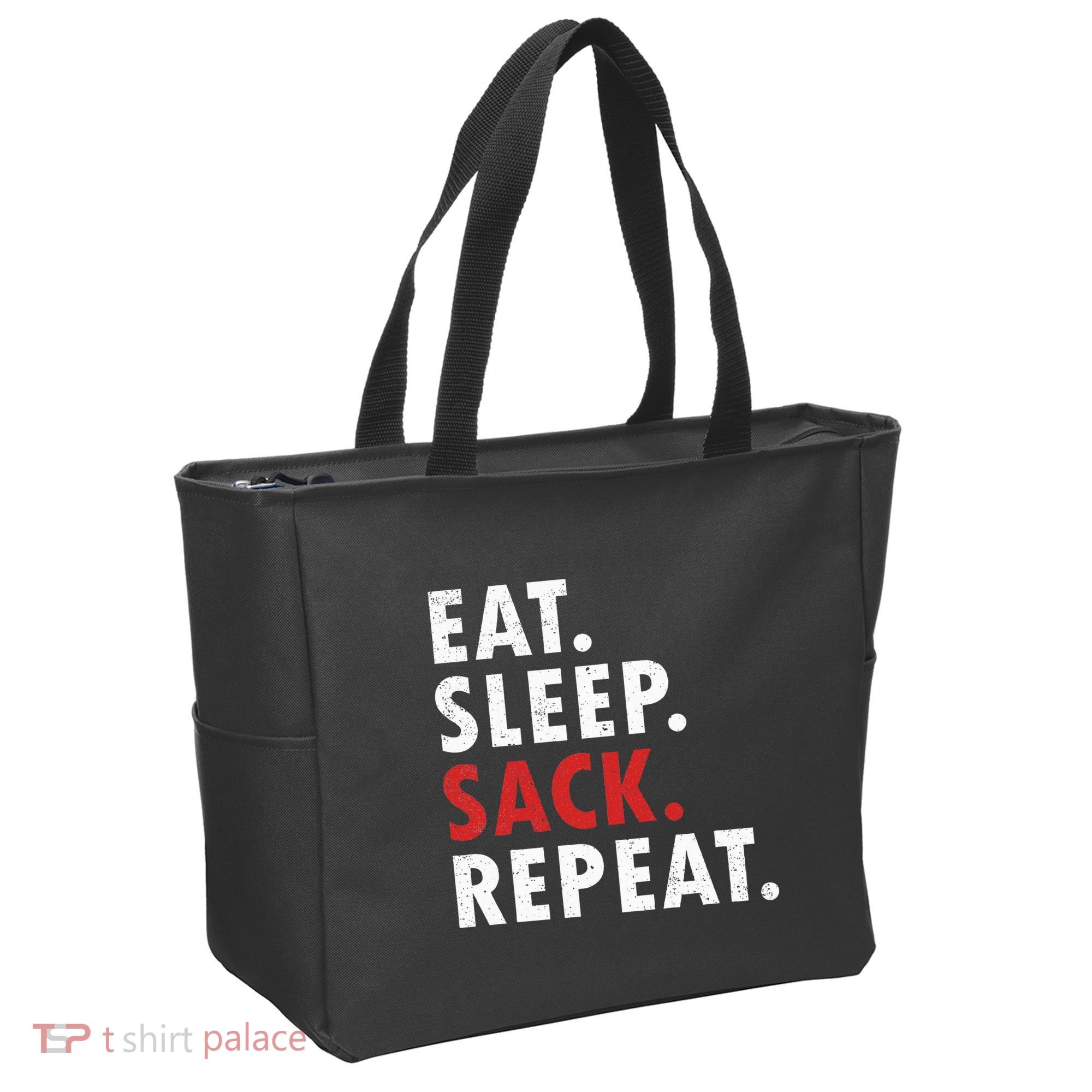 Eat Sleep Sack Repeat Football Player Defense Tote Bag