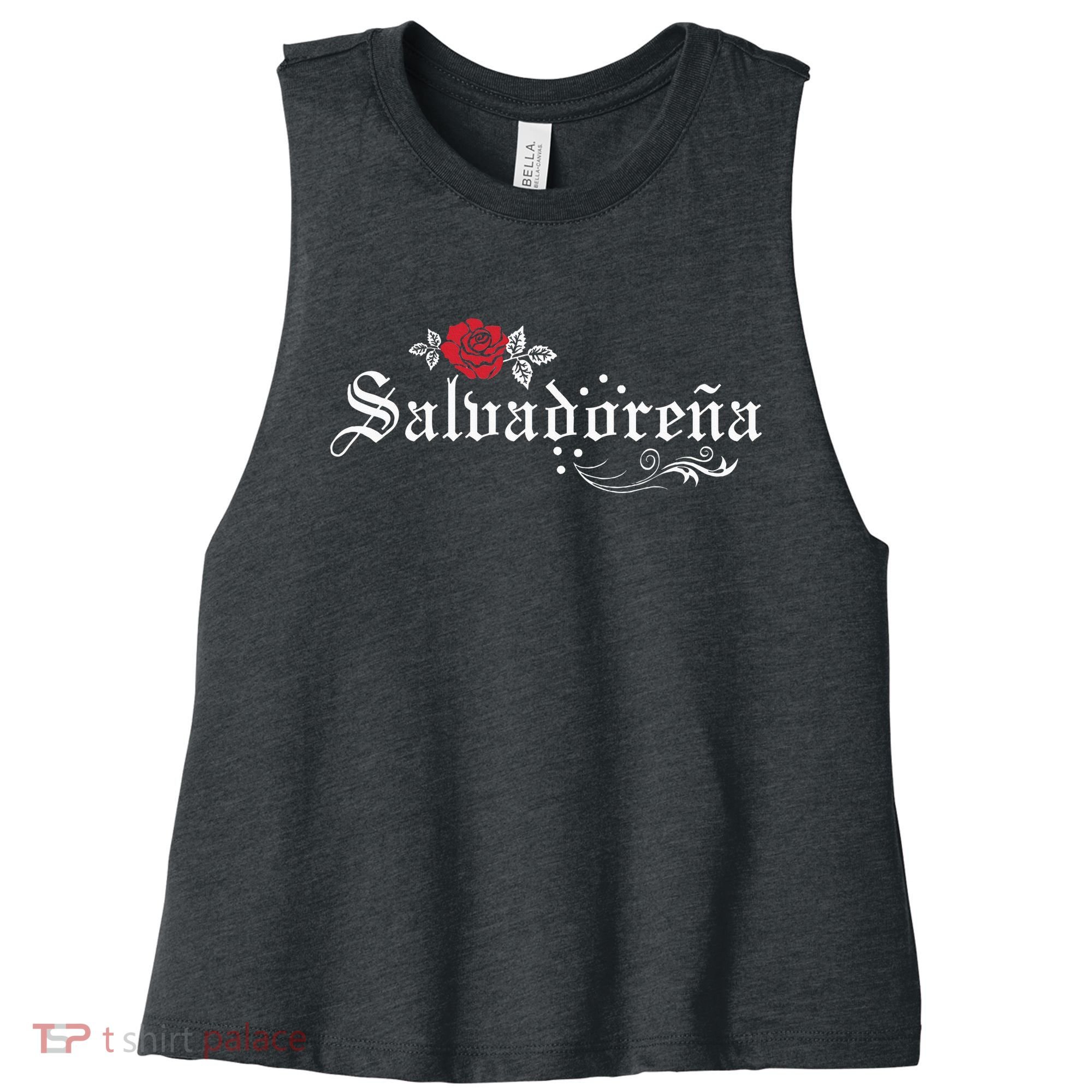 El Salvador SalvadoreñA Women's Racerback Cropped Tank