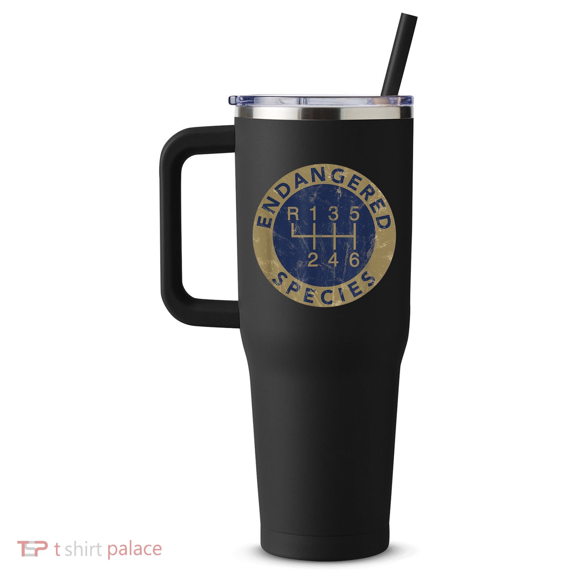 Endangered Species Stick Shift Manual Transmission Drivers 40oz Vacuum Insulated Stainless Steel Travel Tumbler