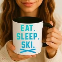 Eat Sleep Ski Skiing Winter Ski Lover Gift Coffee Mug thumb 3