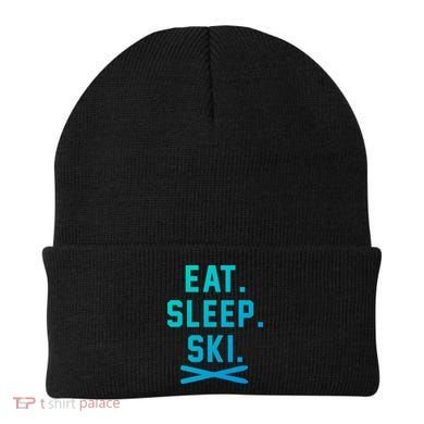 Eat Sleep Ski Skiing Winter Ski Lover Gift Beanie