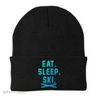 Eat Sleep Ski Skiing Winter Ski Lover Gift Beanie thumb 0
