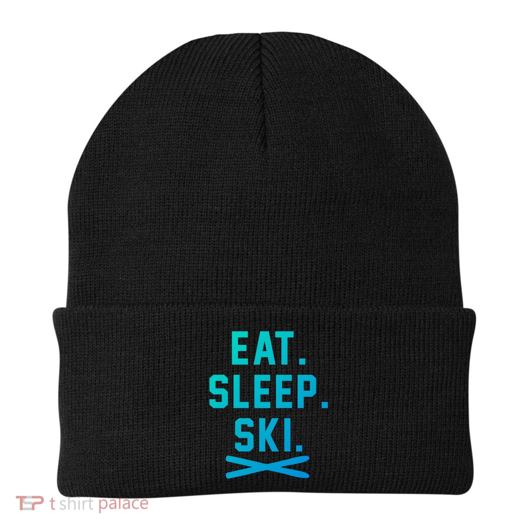 Eat Sleep Ski Skiing Winter Ski Lover Gift Beanie