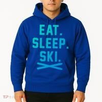 Eat Sleep Ski Skiing Winter Ski Lover Gift Hoodie thumb 2