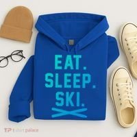 Eat Sleep Ski Skiing Winter Ski Lover Gift Hoodie thumb 4
