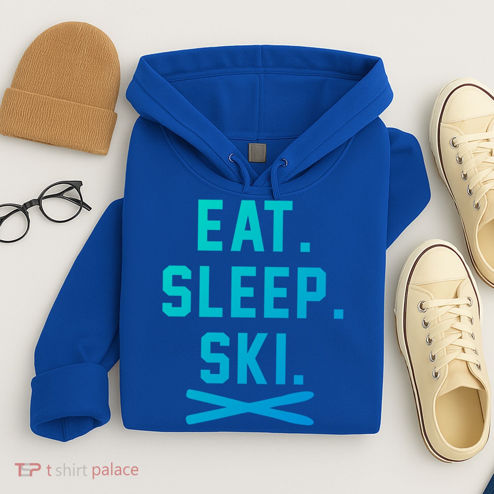 Eat Sleep Ski Skiing Winter Ski Lover Gift Hoodie