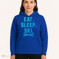 Eat Sleep Ski Skiing Winter Ski Lover Gift Hoodie thumb 5