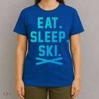 Eat Sleep Ski Skiing Winter Ski Lover Gift T-Shirt thumb 4