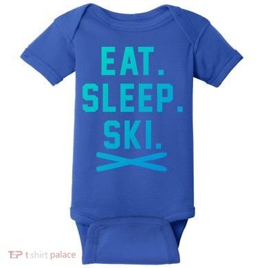 Eat Sleep Ski Skiing Winter Ski Lover Gift Baby Bodysuit