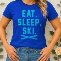 Eat Sleep Ski Skiing Winter Ski Lover Gift Women's T-Shirt thumb 2