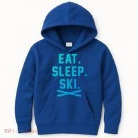 Eat Sleep Ski Skiing Winter Ski Lover Gift Kids Hoodie thumb 0