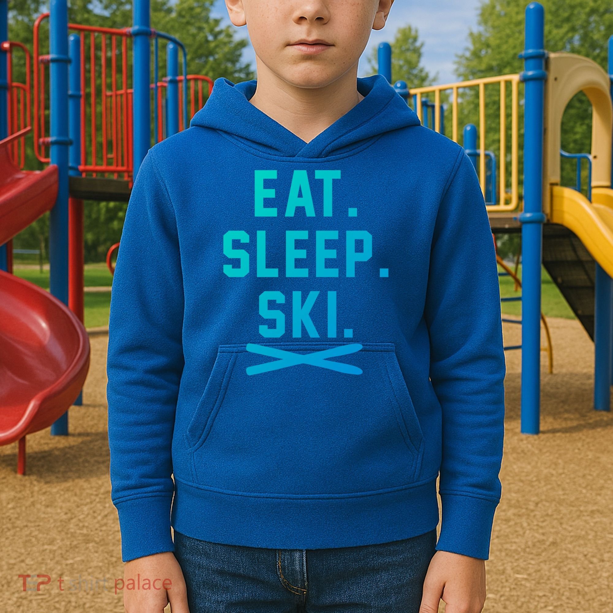 Eat Sleep Ski Skiing Winter Ski Lover Gift Kids Hoodie
