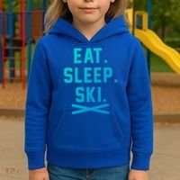Eat Sleep Ski Skiing Winter Ski Lover Gift Kids Hoodie thumb 3