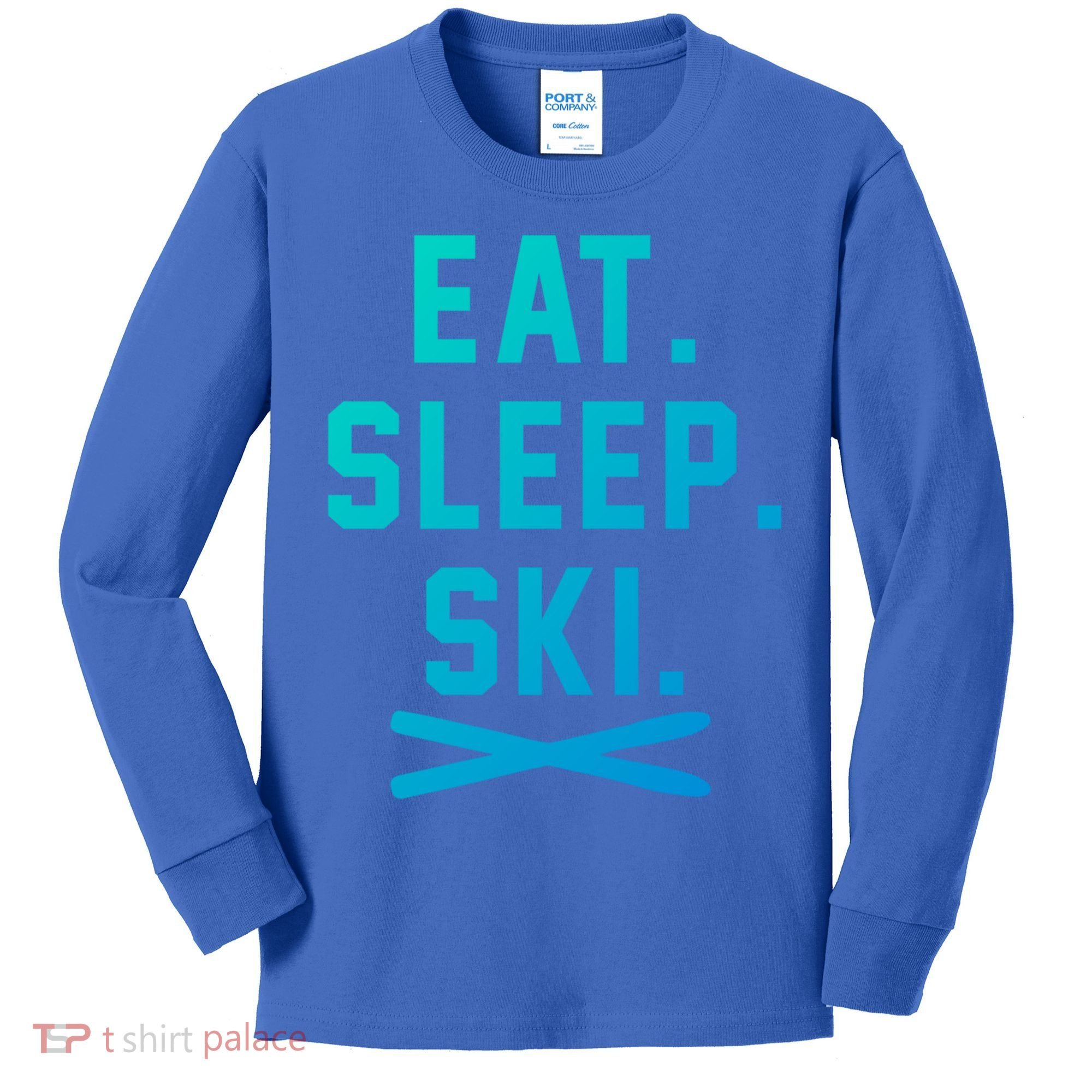 Eat Sleep Ski Skiing Winter Ski Lover Gift Kids Long Sleeve Shirt