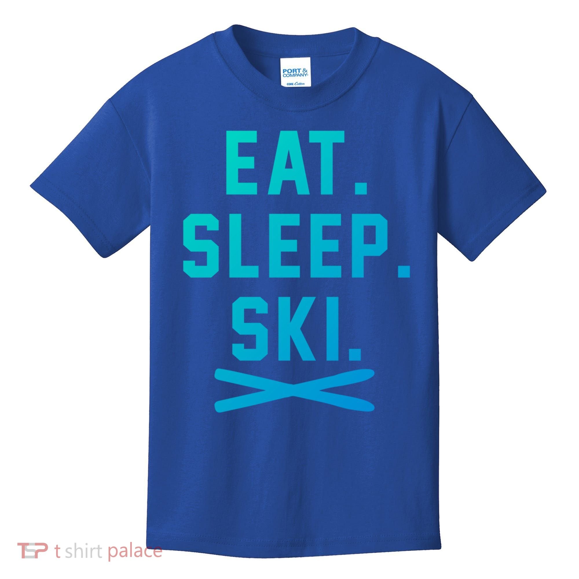Eat Sleep Ski Skiing Winter Ski Lover Gift Kids T-Shirt