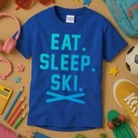 Eat Sleep Ski Skiing Winter Ski Lover Gift Kids T-Shirt thumb 3