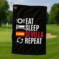Eat Sleep Sevilla Repeat Cool Gift Golf Towel thumb 1