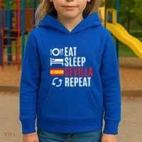 Eat Sleep Sevilla Repeat Cool Gift Kids Hoodie thumb 3