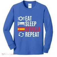 Eat Sleep Sevilla Repeat Cool Gift Kids Long Sleeve Shirt thumb 0