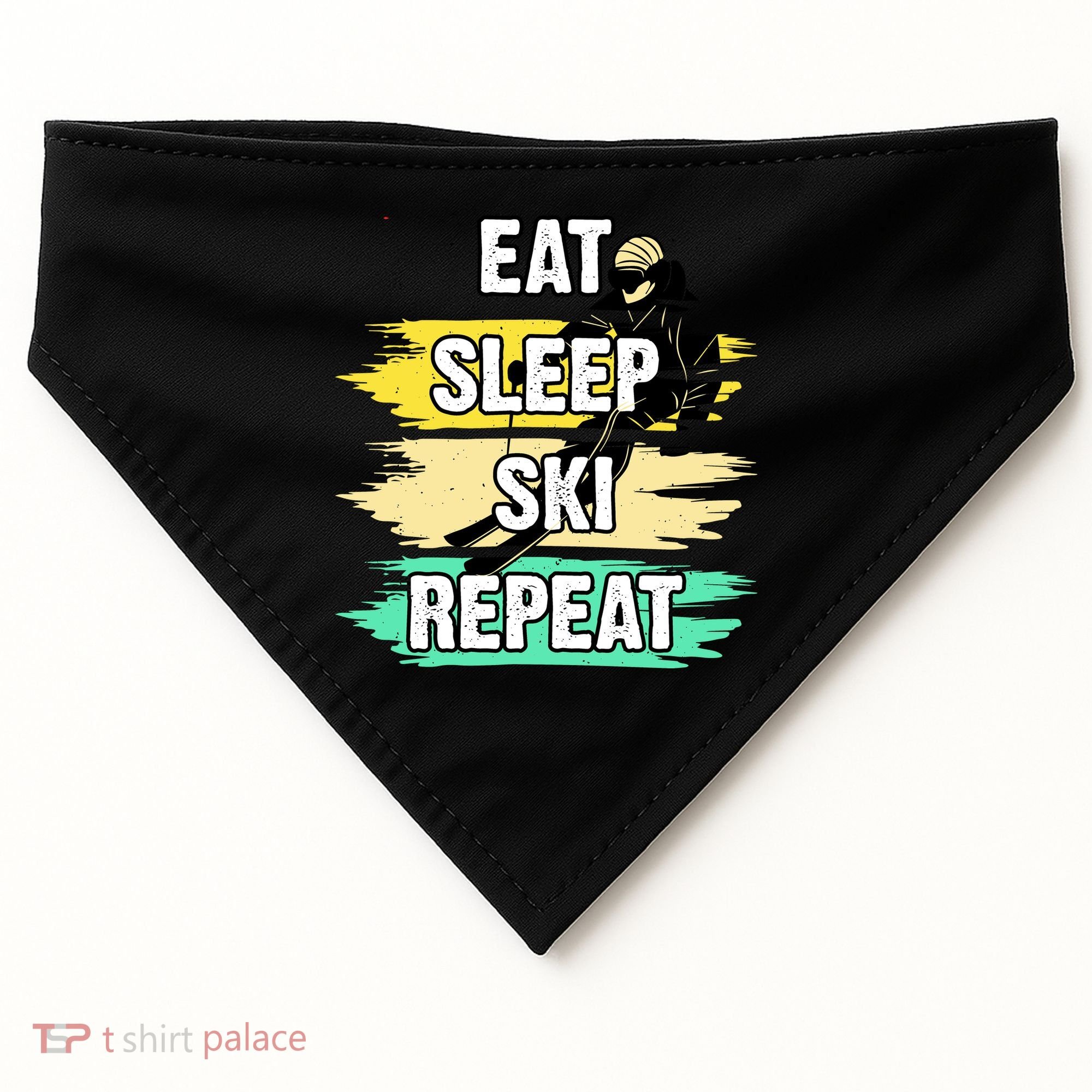 Eat Sleep Ski Repeat USA-Made Doggie Bandana