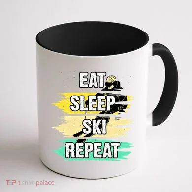 Eat Sleep Ski Repeat Coffee Mug back