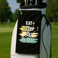Eat Sleep Ski Repeat Golf Towel thumb 2