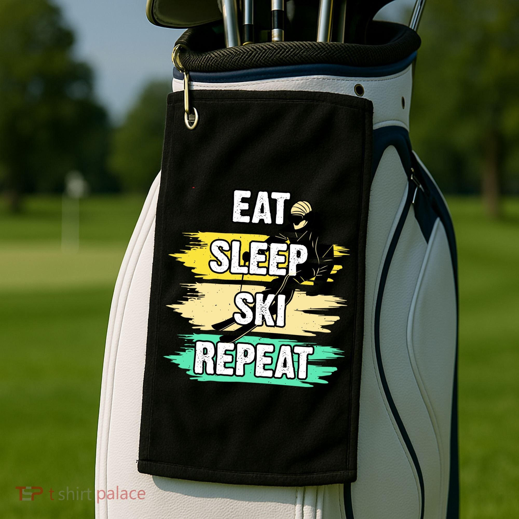 Eat Sleep Ski Repeat Golf Towel