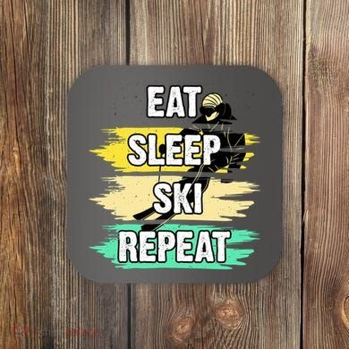 Eat Sleep Ski Repeat Coaster
