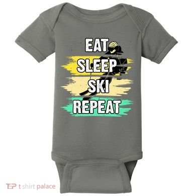 Eat Sleep Ski Repeat Baby Bodysuit