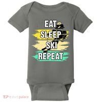 Eat Sleep Ski Repeat Baby Bodysuit thumb 0