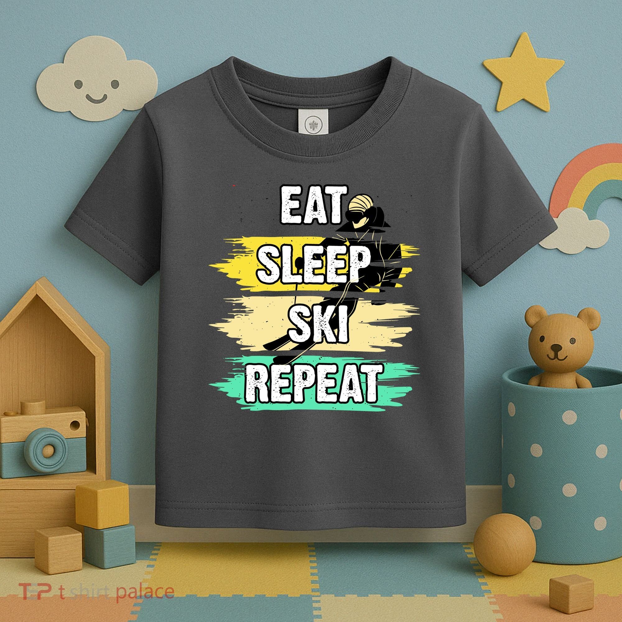 Eat Sleep Ski Repeat Toddler T-Shirt