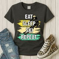 Eat Sleep Ski Repeat Women's T-Shirt thumb 3