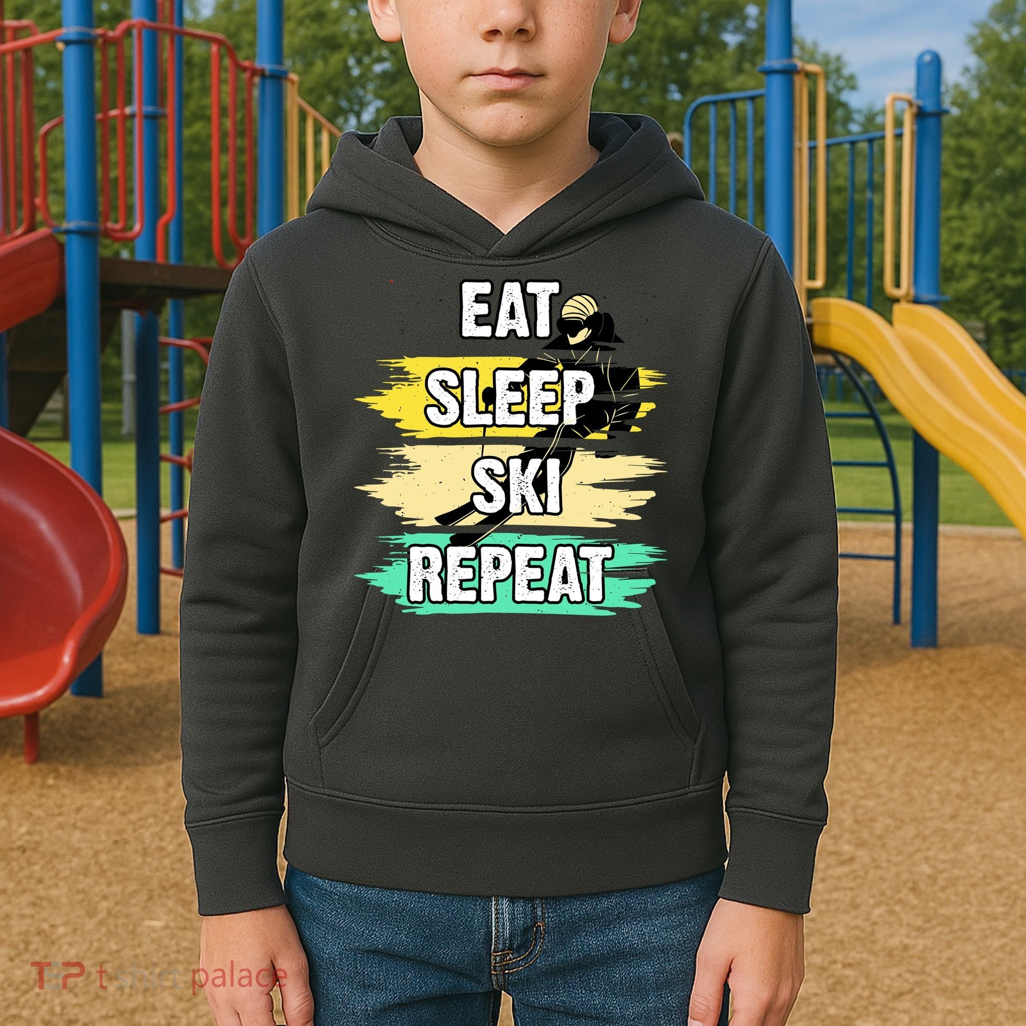 Eat Sleep Ski Repeat Kids Hoodie