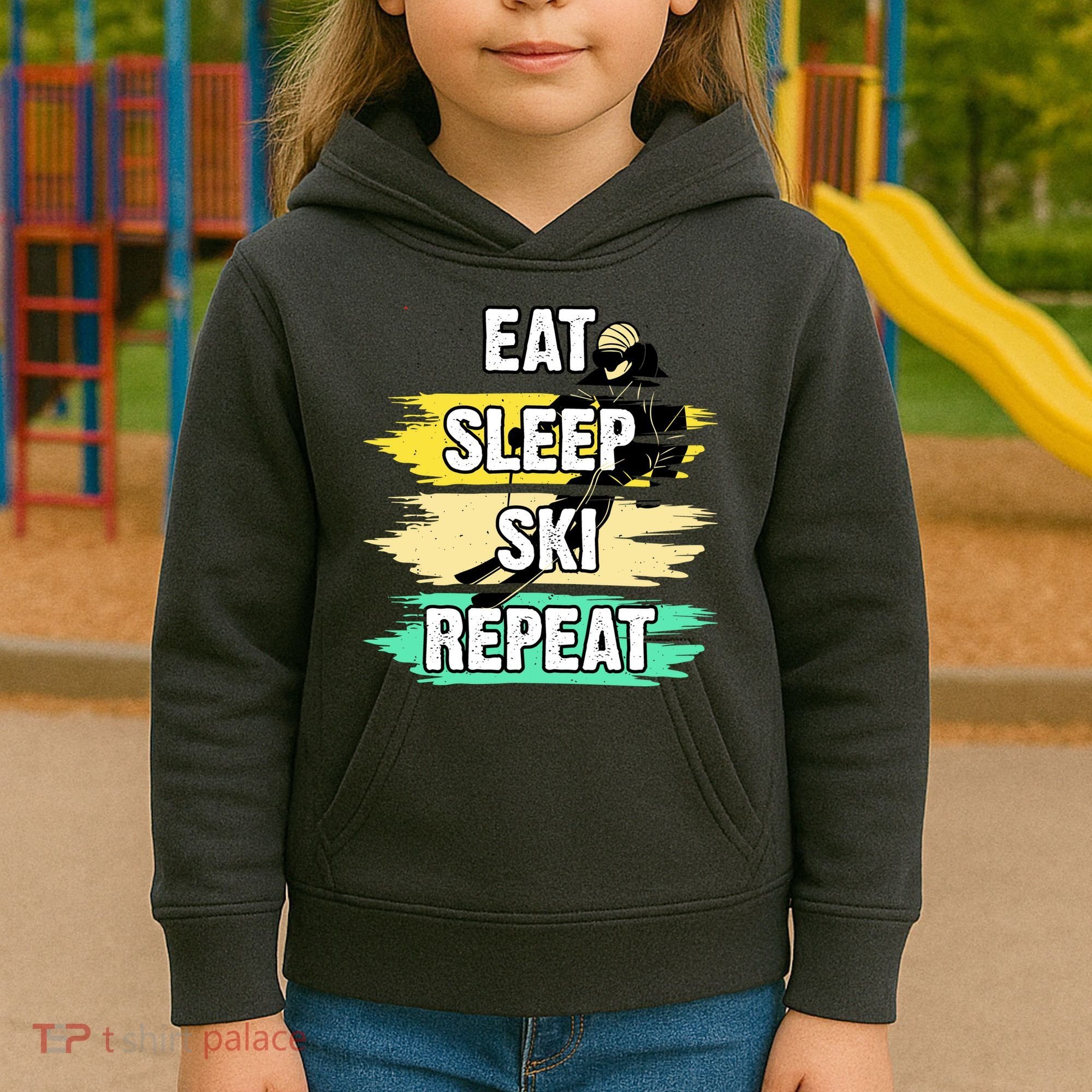 Eat Sleep Ski Repeat Kids Hoodie