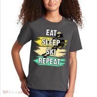 Eat Sleep Ski Repeat Kids T-Shirt thumb 2