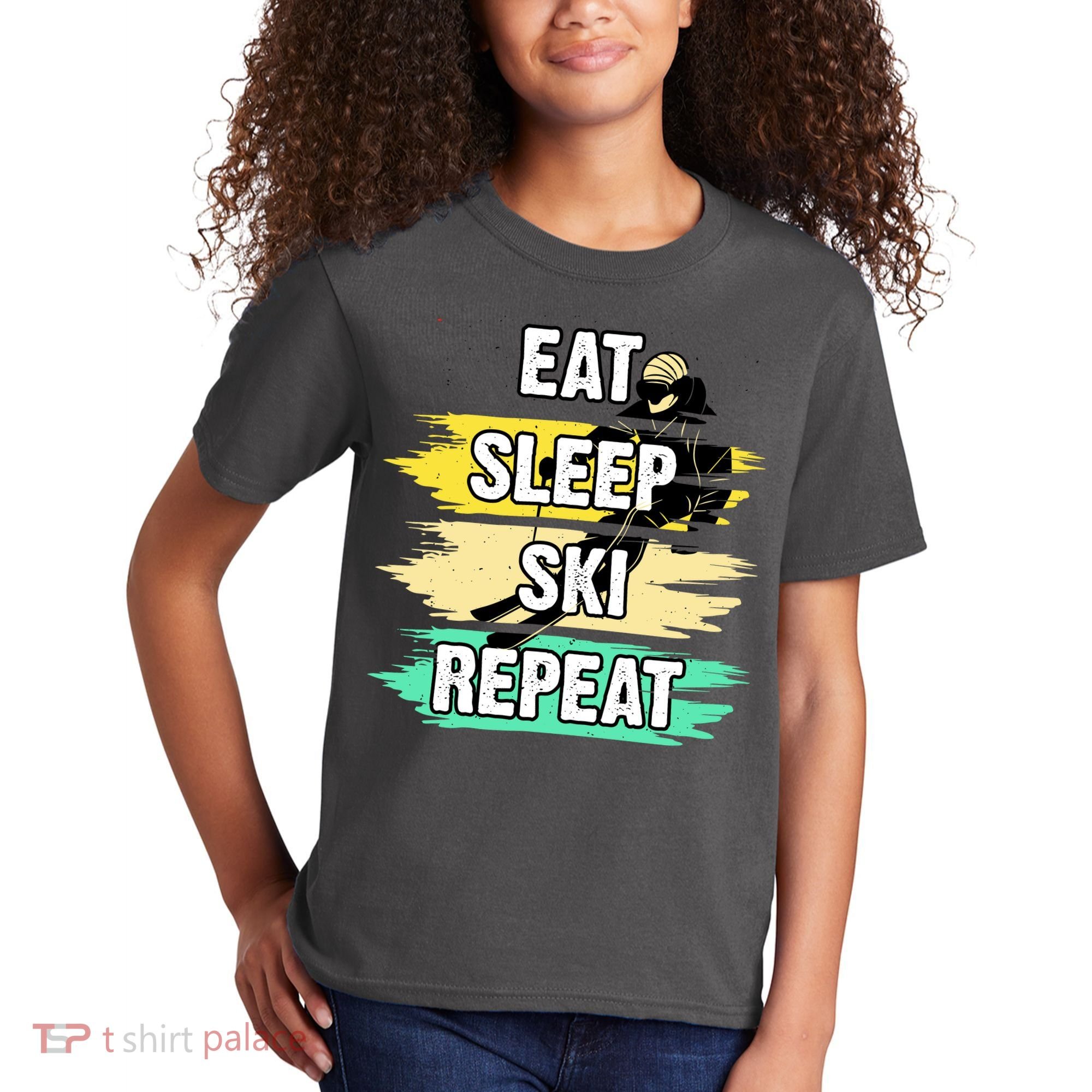 Eat Sleep Ski Repeat Kids T-Shirt