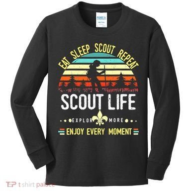 Eat Sleep Scout Repeat Vintage Scouting Scout Life Kids Long Sleeve Shirt