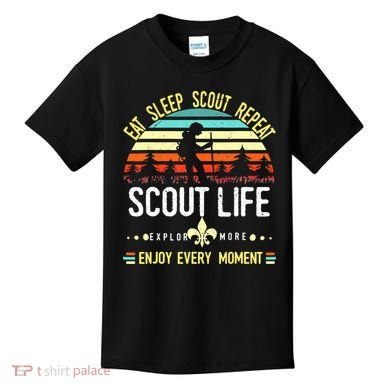 Eat Sleep Scout Repeat Vintage Scouting Scout Life Kids T-Shirt
