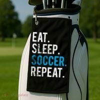 Eat Sleep Soccer Repeat Cute Gift Soccer Player And Coach Gift Golf Towel thumb 2