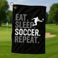 Eat Sleep Soccer Repeat - Soccer Graphic Golf Towel thumb 1