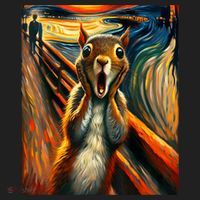 Expressionist Scream Squirrel Lovers Artistic Squirrel Women's Sweatshirt thumb 2