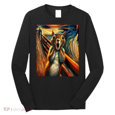 Expressionist Scream Squirrel Lovers Artistic Squirrel Long Sleeve Shirt