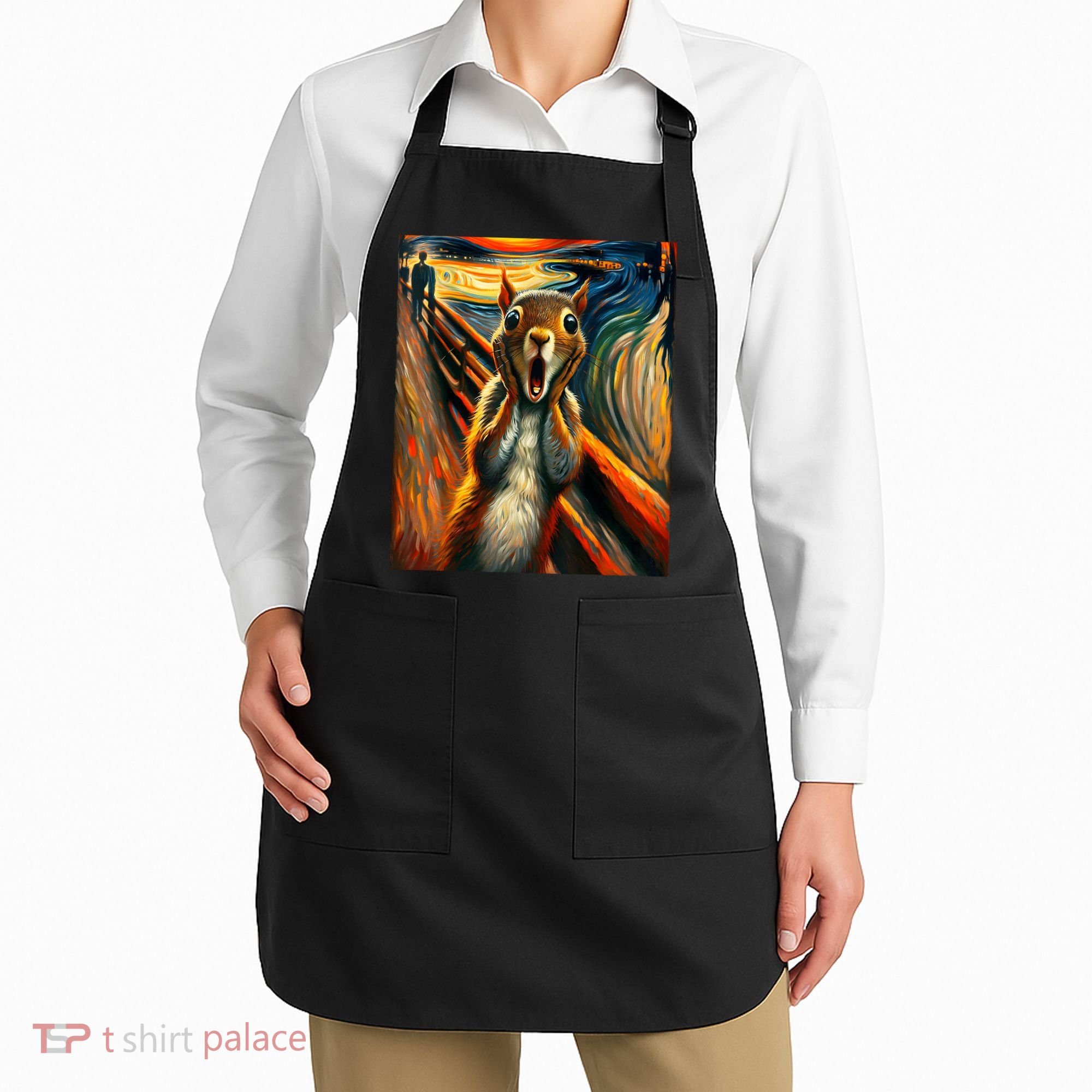 Expressionist Scream Squirrel Lovers Artistic Squirrel Apron