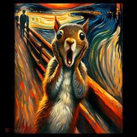 Expressionist Scream Squirrel Lovers Artistic Squirrel T-Shirt thumb 7